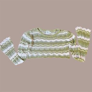 Princess Polly Olive and Cream Knit Sweater
